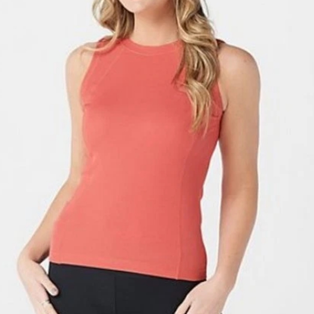 Zuda Coral Z-Luxe Crew Neck Ribbed Athletic Workout Tank Top Size Small